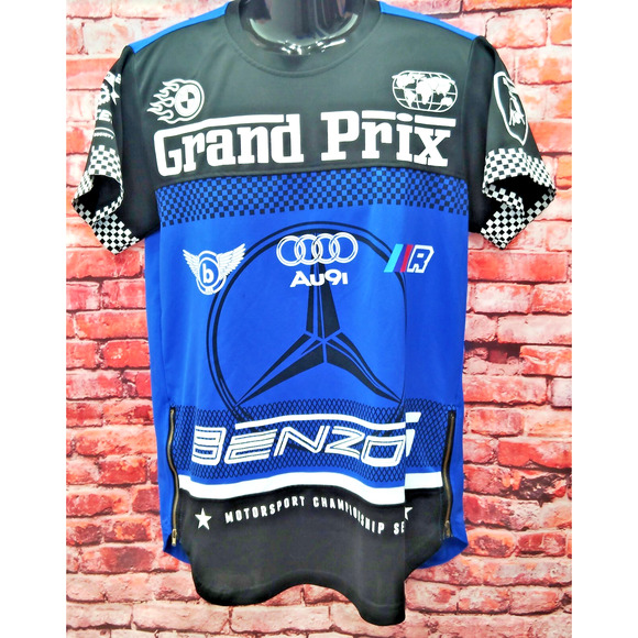 Lavish Society Grand Prix Motorsport Tee Shirt Mens Medium Blue Short Sleeve - Picture 1 of 10